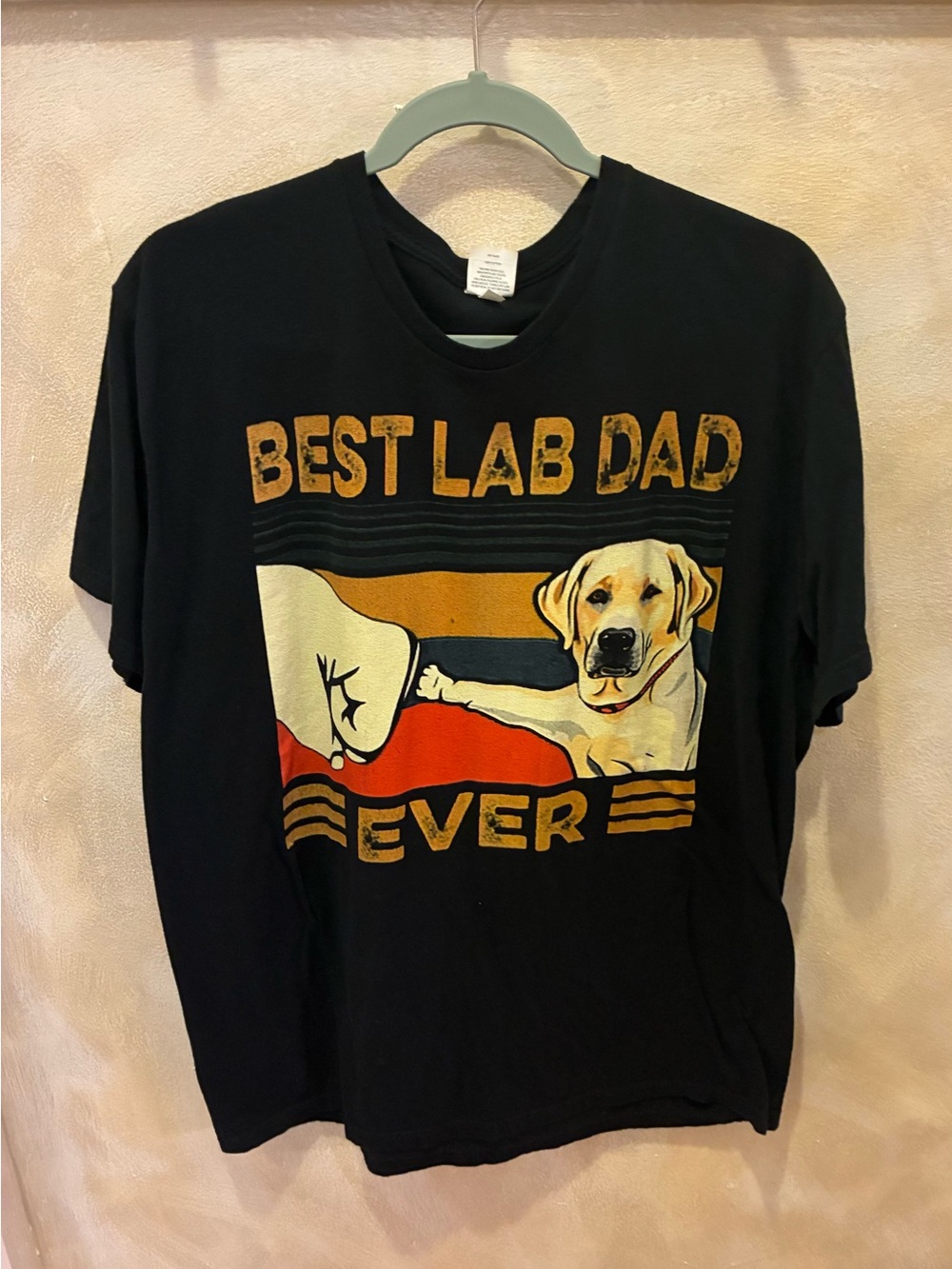 Best Lab Dad Ever Graphic Tee - Black with Yellow & Red Print Size X-LARGE